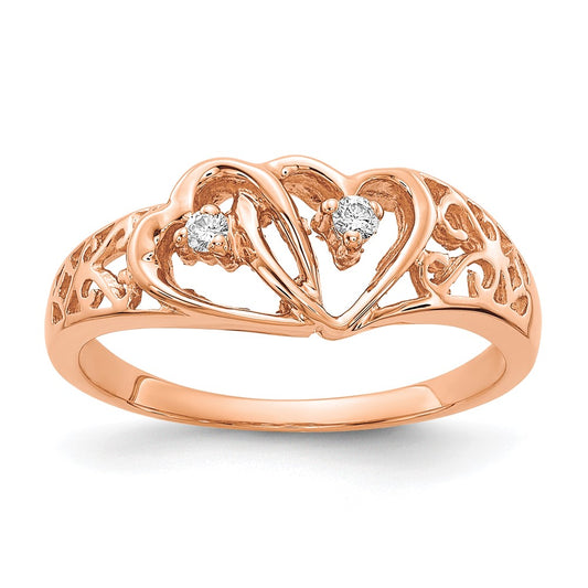 Shop Exclusive 14K Rose Gold Heart-Shaped Ring with AAA Diamonds - Stylish Value!