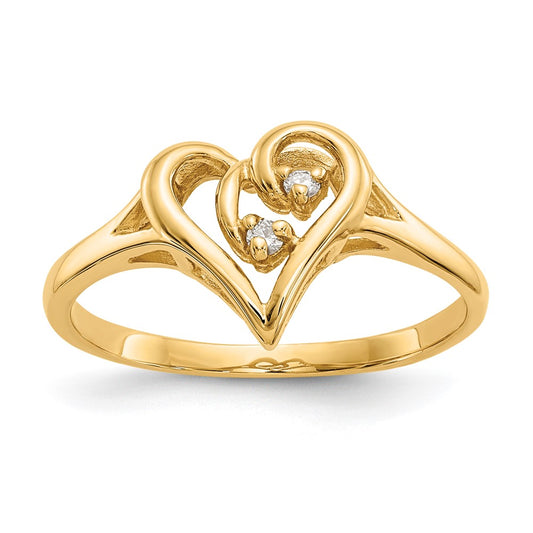 Buy Exclusive 14K Gold Polished Heart Ring with AA Diamonds - Stylish Value!