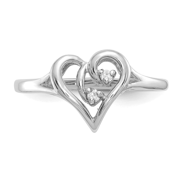 High-Quality 14K White Gold Diamond Heart Ring - Stylish & Affordable Luxury-4