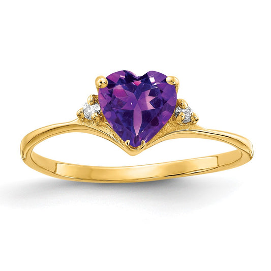 Buy Exclusive 14K Gold 6mm Heart-Shaped Amethyst & Diamond Ring - Affordable Luxury!