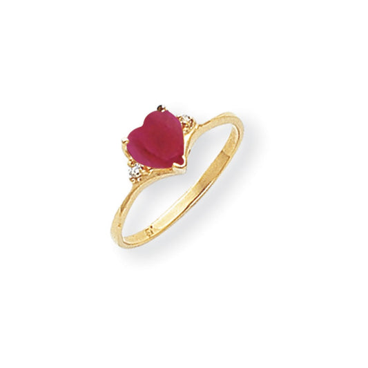 High-Quality 14K Gold 6mm Heart-Shaped Ruby & Diamond Ring - Stylish Value