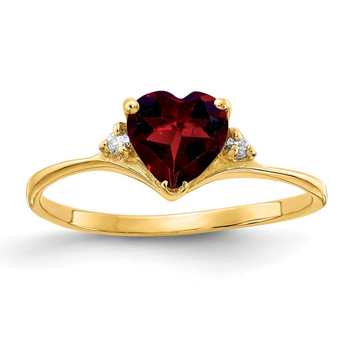 Exclusive 14K Gold 6mm Heart-Shaped Garnet Ring with AAA Diamonds - Stylish Value-1