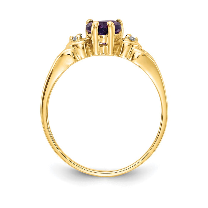 Exclusive 14K Gold 5mm Heart-Shaped Amethyst & Diamond Ring - Stylish Value-2