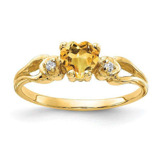 High-Quality 14K Gold 5mm Heart-Shaped Citrine & VS Diamond Ring - Stylish Value