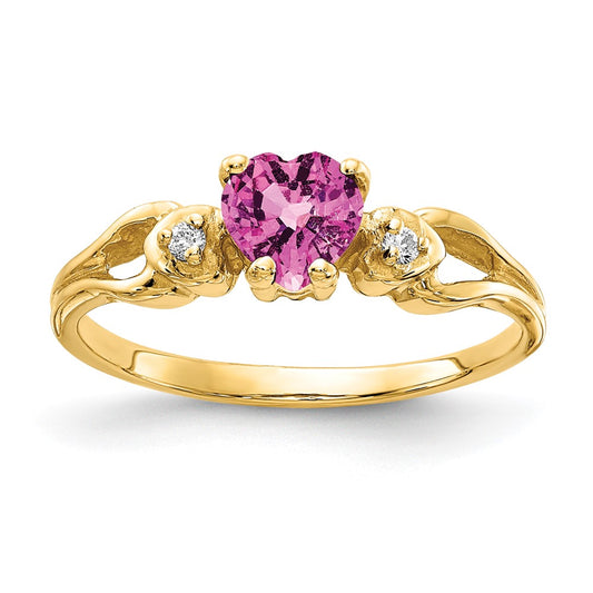 Shop Exclusive 14K Gold 5mm Heart-Shaped Pink Sapphire & AA Diamond Ring