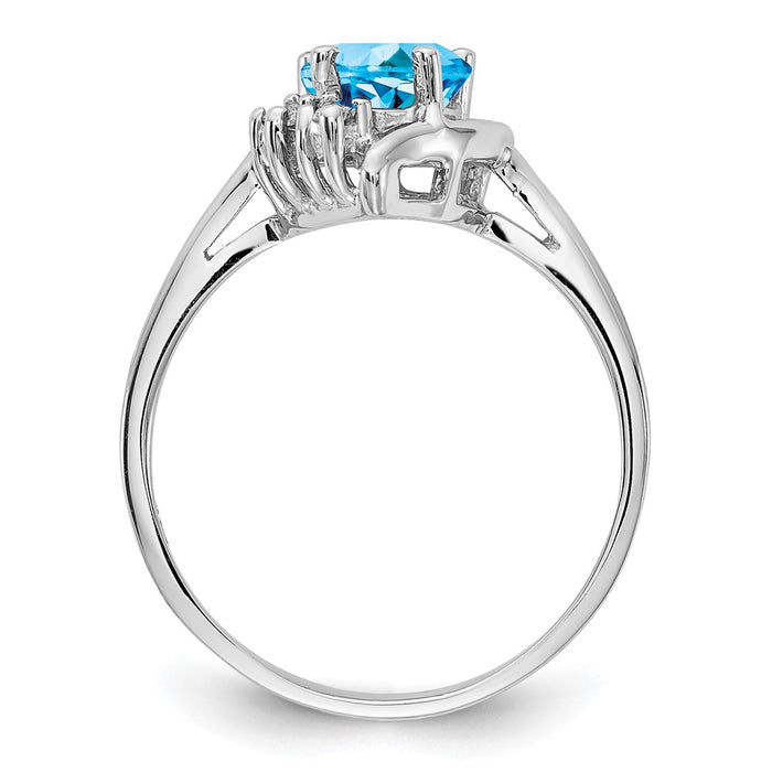 Exclusive 14K White Gold 6mm Heart-Shaped Blue Topaz Ring with AAA Diamonds - Luxury Value!-2