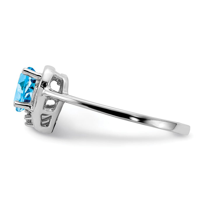 Buy Stylish 14K White Gold 6mm Heart-Shaped Blue Topaz & Diamond Ring-3