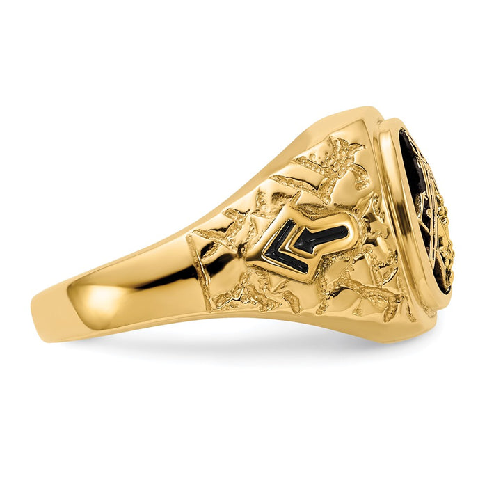 Buy Exclusive 14K Gold Masonic Ring, 0.5 Carats Diamonds, Stylish Nugget Texture-7