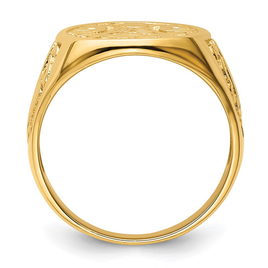 Shop Exclusive 14K Men's Polished Masonic Ring - Stylish Grooved Design, Affordable Price
