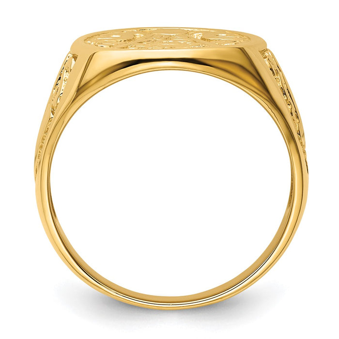 Shop Exclusive 14K Men's Polished Masonic Ring - Stylish Grooved Design, Affordable Price-2