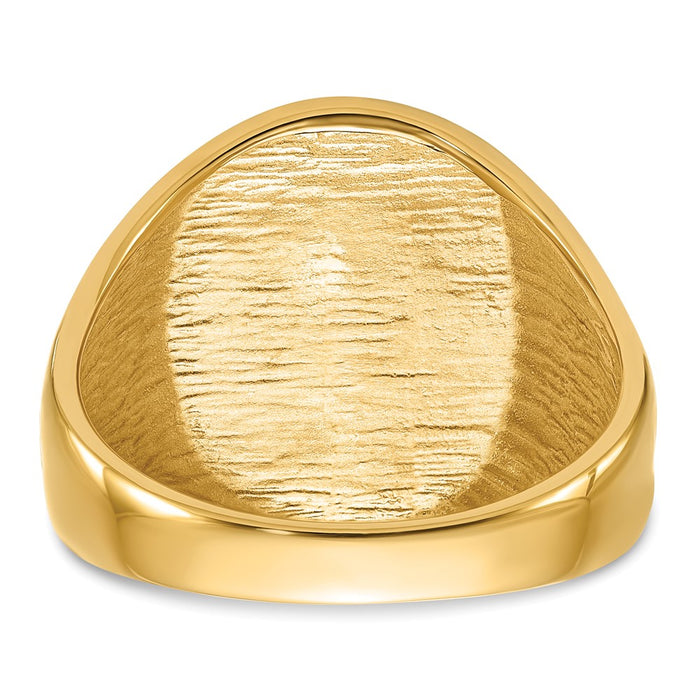 Exclusive 14K Men's Polished Masonic Ring - Stylish Grooved Design & Black Enamel-5