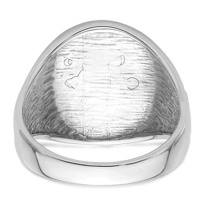 Exclusive 14K White Gold Men's Polished Masonic Ring - Stylish Grooved Design-5