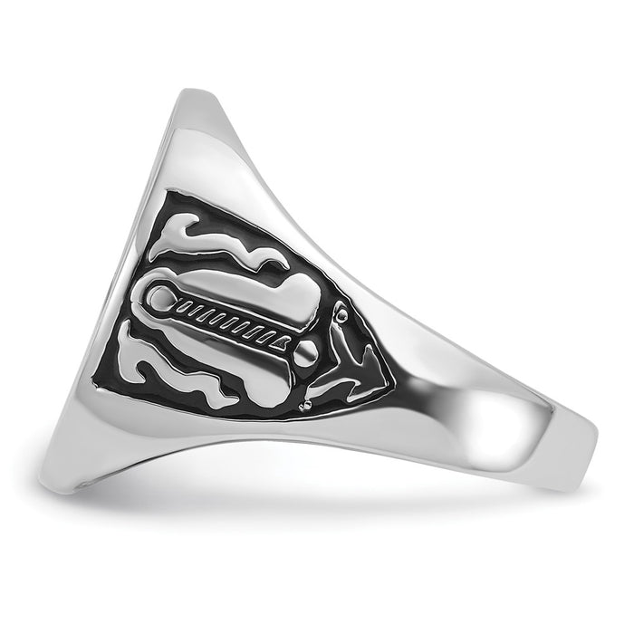 Shop Stylish Men's 14K White Gold Masonic Ring - Polished, Grooved, Affordable!-4
