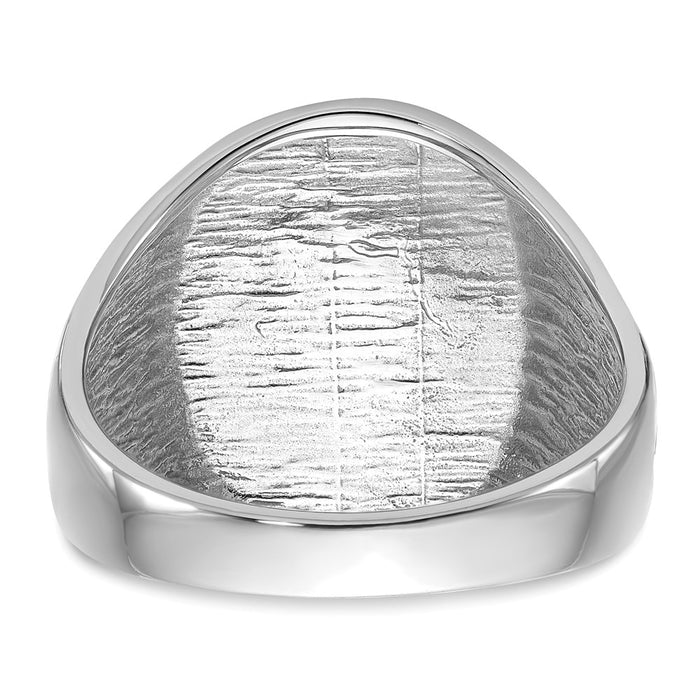 Shop Stylish Men's 14K White Gold Masonic Ring - Polished, Grooved, Affordable!-6