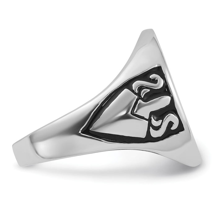 Shop Stylish Men's 14K White Gold Masonic Ring - Polished, Grooved, Affordable!-8