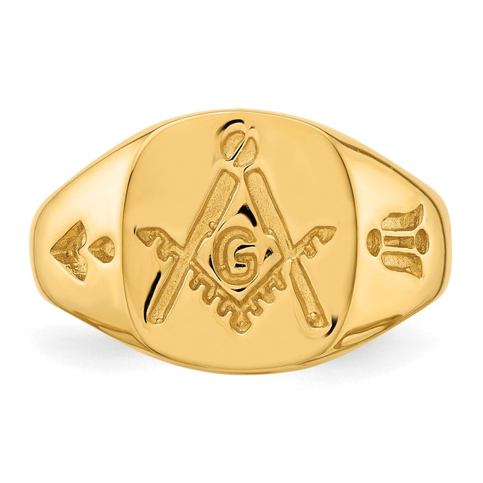 Buy Stylish 14K Men's Polished Masonic Ring - Grooved Design, Affordable Luxury!-4