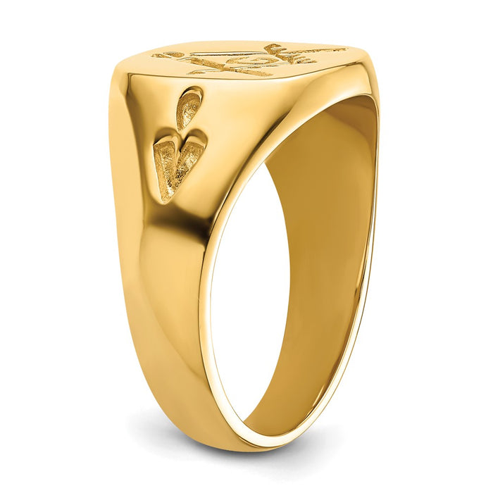 Buy Stylish 14K Men's Polished Masonic Ring - Grooved Design, Affordable Luxury!-6