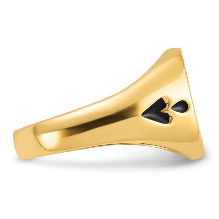 Shop Exclusive 14K Men's Polished Masonic Ring - Stylish Grooved Design & Enamel-7