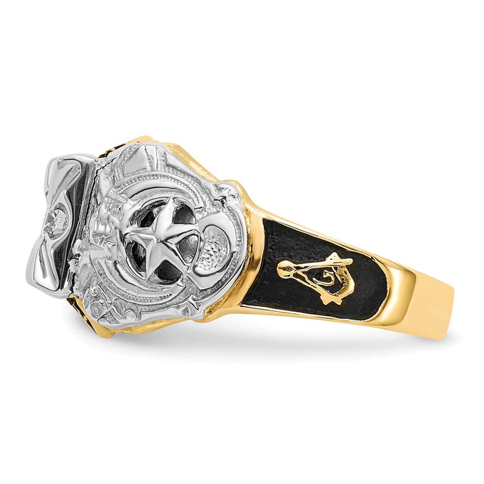 Shop Exclusive 14K Two-Tone Men's Masonic Ring with Diamond & Enamel Finish-3