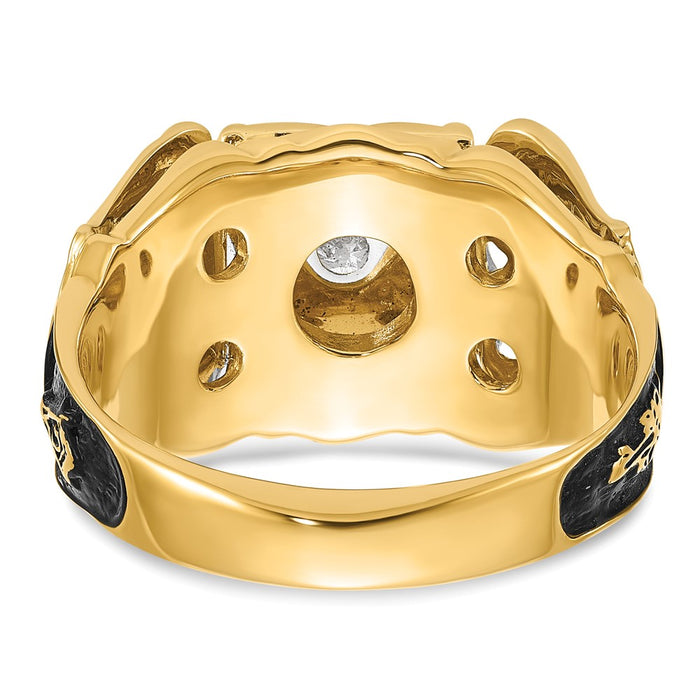 Shop Exclusive 14K Two-Tone Men's Masonic Ring | Stylish Black Enamel & Diamonds-5