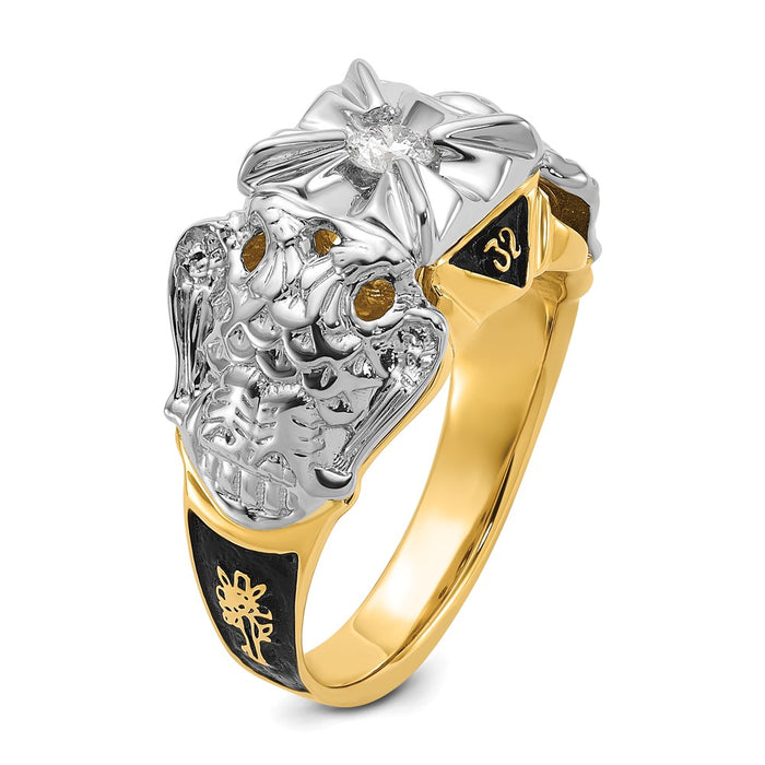 Buy Stylish 14K Two-Tone Men's Masonic Ring with AAA Diamonds, 8mm Width-6
