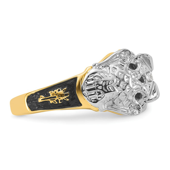 Buy Stylish 14K Two-Tone Men's Masonic Ring with AAA Diamonds, 8mm Width-7