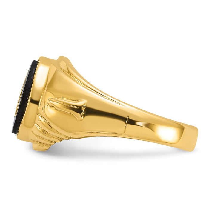 Exclusive 14K Men's Polished & Textured Masonic Ring with Oval Onyx - Stylish Value-3