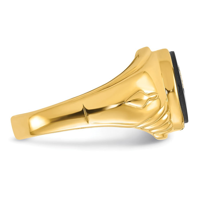 Exclusive 14K Men's Polished & Textured Masonic Ring with Oval Onyx - Stylish Value-8