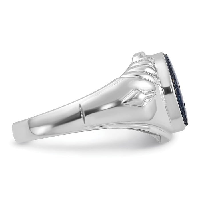 Exclusive Men's 14K White Gold Masonic Ring | Stylish Imitation Blue Spinel, Value!-8