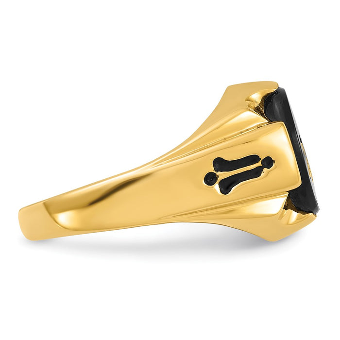 Shop Luxury 14K Men's Polished Antiqued Masonic Ring with Oval Onyx Stone-8