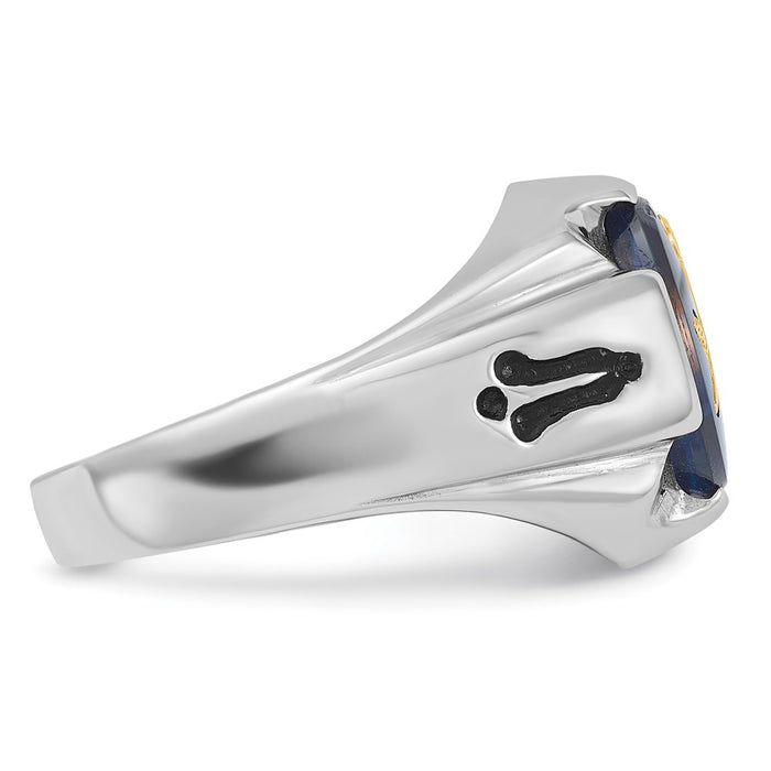 Shop Stylish Men's 14K White Gold Masonic Ring - 0.85mm with Blue Spinel Accent-7