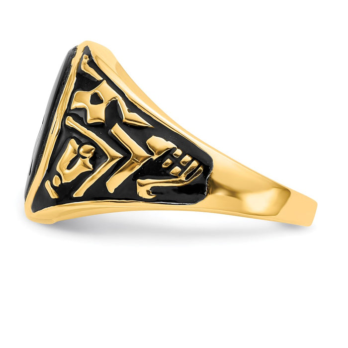 Shop Exclusive 14K Men's Masonic Ring with Onyx Stone, Stylish Finish-3