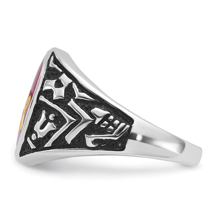 Buy Exclusive Men's 14K White Gold Masonic Ring with Lab-Created Ruby, Stylish Finish-3
