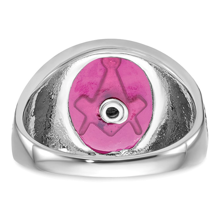 Buy Exclusive Men's 14K White Gold Masonic Ring with Lab-Created Ruby, Stylish Finish-5