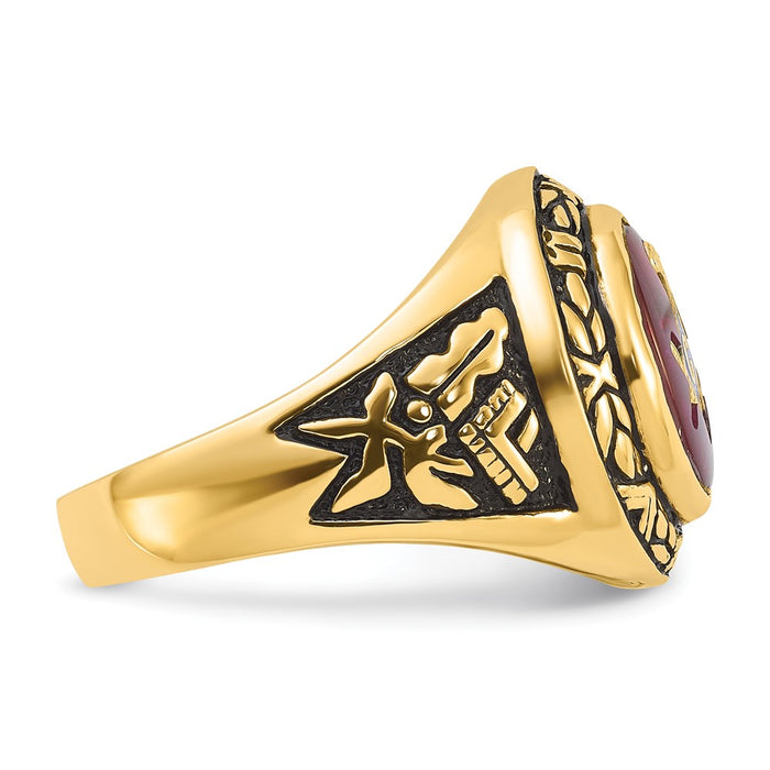 Buy Exclusive 14K Men's Masonic Ring with Lab-Created Ruby - Stylish Design-8