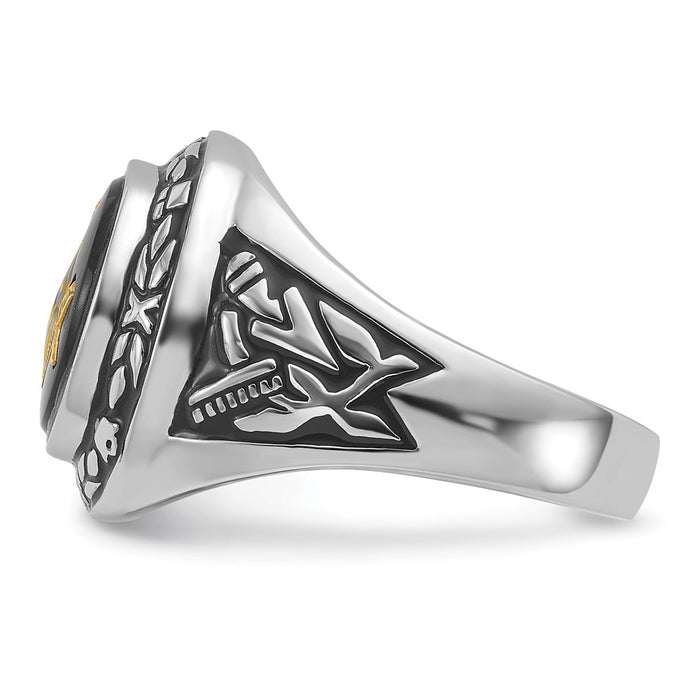 Exclusive Men's 14K White Gold Masonic Ring with Onyx - Stylish Design-4