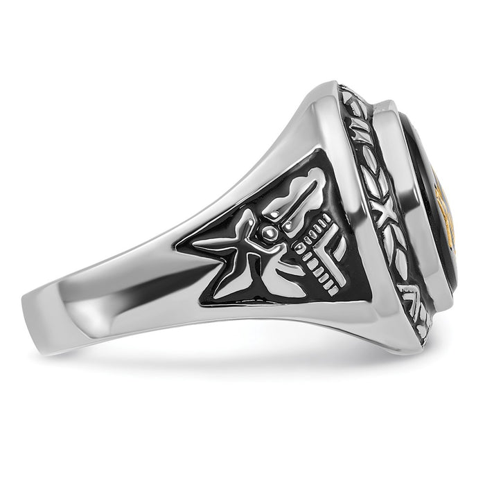 Exclusive Men's 14K White Gold Masonic Ring with Onyx - Stylish Design-9
