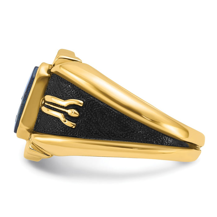 High-Quality 14K Men's Masonic Ring - Stylish Design with Imitation Blue Spinel-3