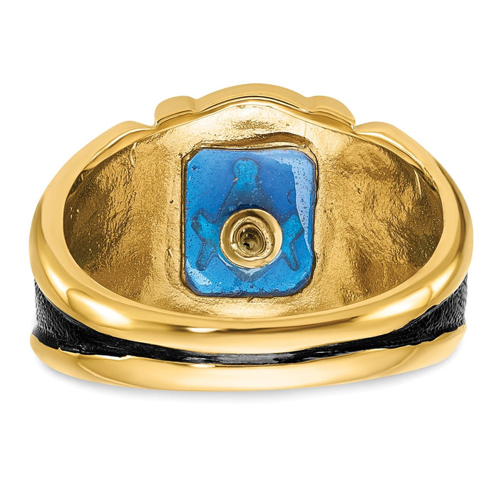 High-Quality 14K Men's Masonic Ring - Stylish Design with Imitation Blue Spinel-5