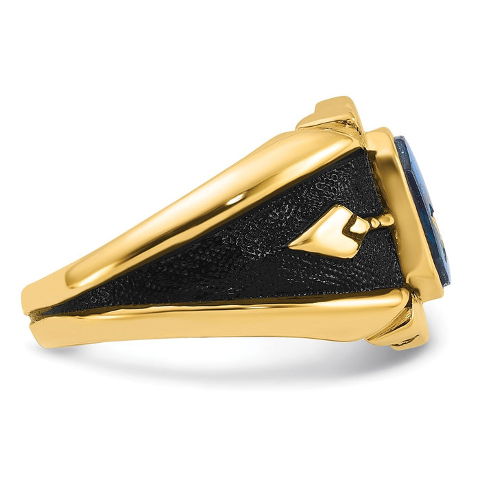 High-Quality 14K Men's Masonic Ring - Stylish Design with Imitation Blue Spinel-8