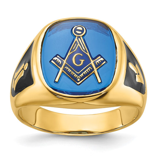 Buy Exclusive 14k Men's Masonic Ring | Polished Finish & Blue Spinel Value