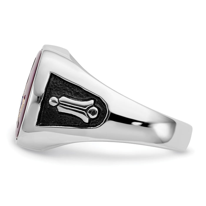 Buy Stylish Men's 14K White Gold Masonic Ring with Ruby & Enamel Finish-3