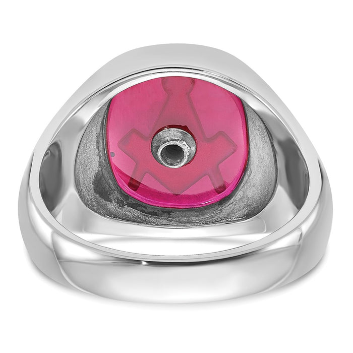 Buy Stylish Men's 14K White Gold Masonic Ring with Ruby & Enamel Finish-5