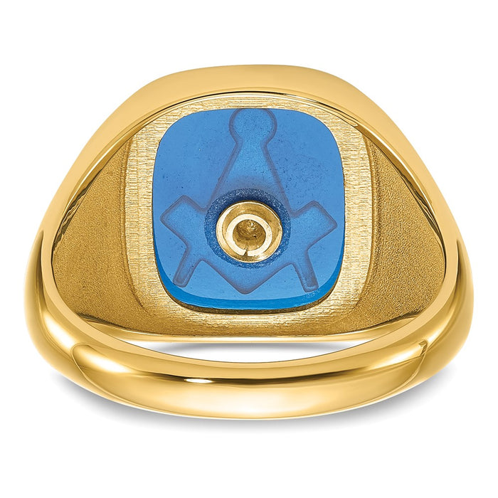 Buy Exclusive 14K Men's Masonic Ring - Polished, Antiqued, Textured Finish, Stylish Imitation Blue Spinel-5