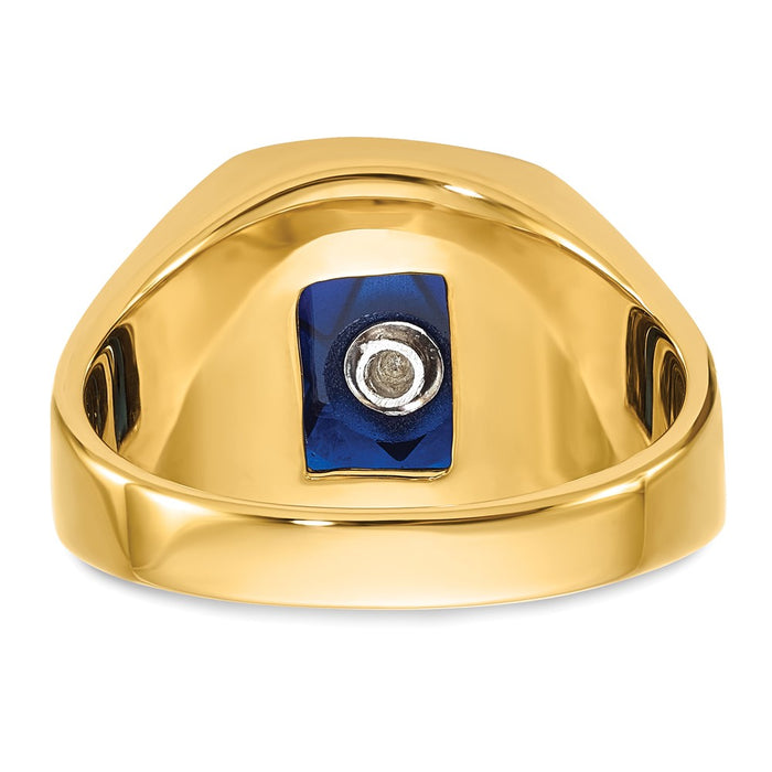 Buy Stylish 14K Men's Polished Masonic Ring - 8mm Grooved Design & Blue Spinel-5