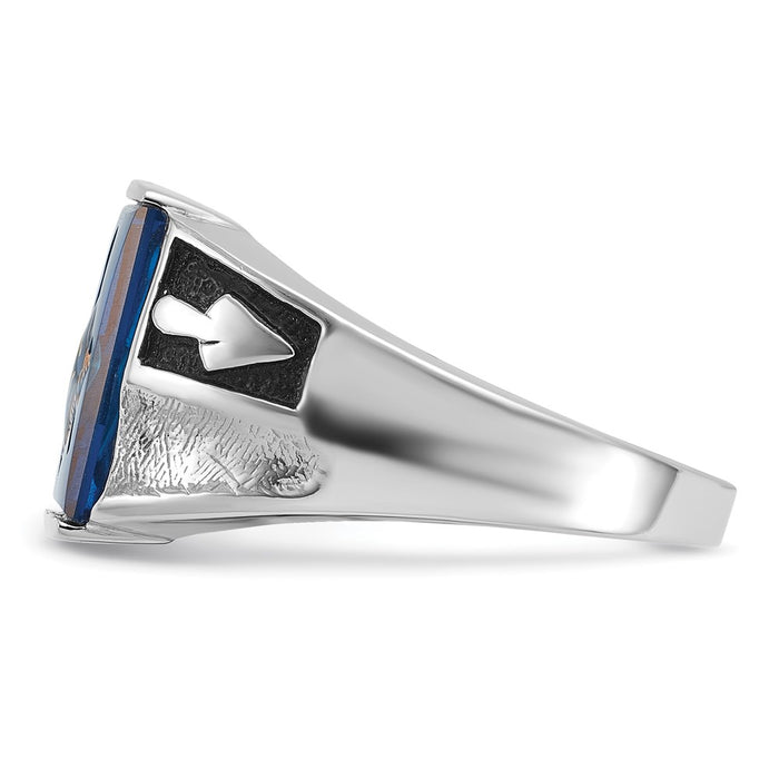 Buy Stylish Men's 14K White Gold Masonic Ring - Polished, Textured Finish, Affordable Price!-3