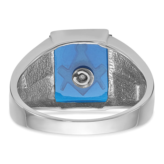 Buy Stylish Men's 14K White Gold Masonic Ring - Polished, Textured Finish, Affordable Price!-5