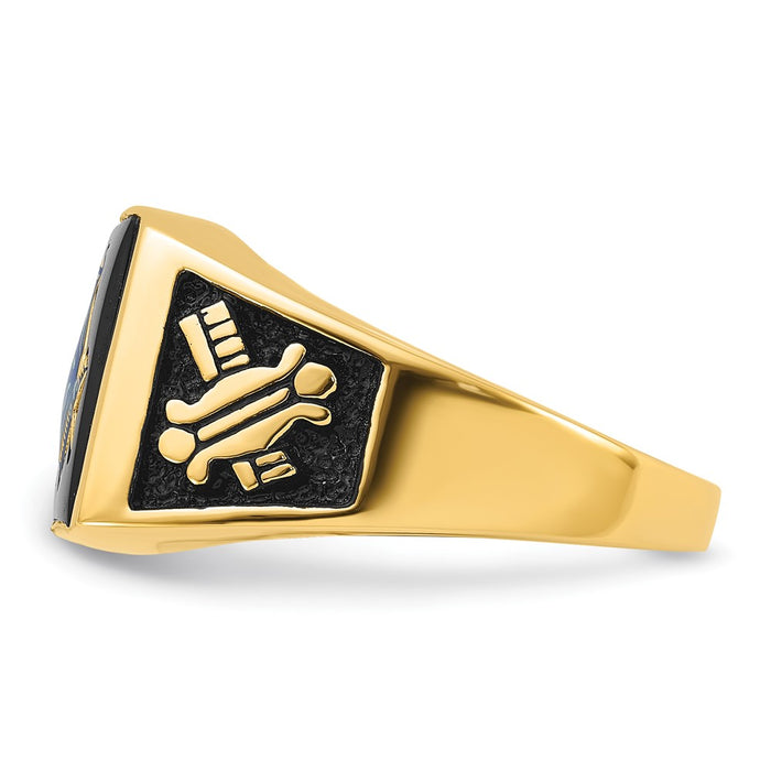 Buy Exclusive 14K Men's Masonic Ring, .85mm with Onyx & Black Enamel - Stylish Value-3