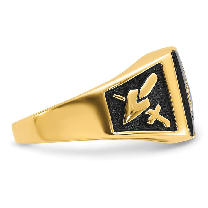 Buy Exclusive 14K Men's Masonic Ring, .85mm with Onyx & Black Enamel - Stylish Value-8
