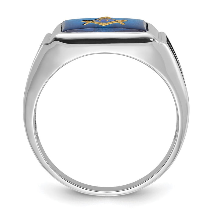 Buy Exclusive Men's 14K White Gold Masonic Ring | Stylish 7mm, Black Enamel-2